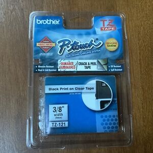 Brother TZ-121 P-touch Electronic Labeling System Tape 3/8” width (9mm)